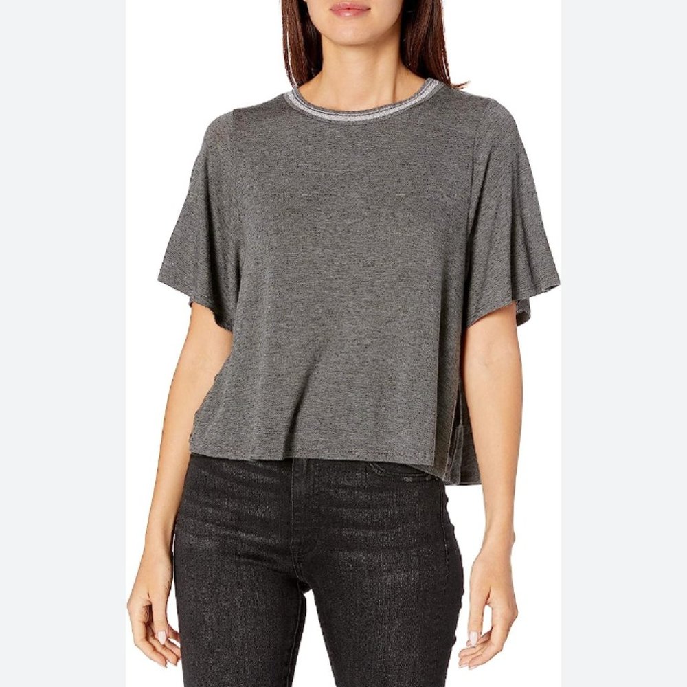 Velvet by Graham & Spencer Super Soft Gray Ringer Tee with Flowy Sleeves Sz: XS
